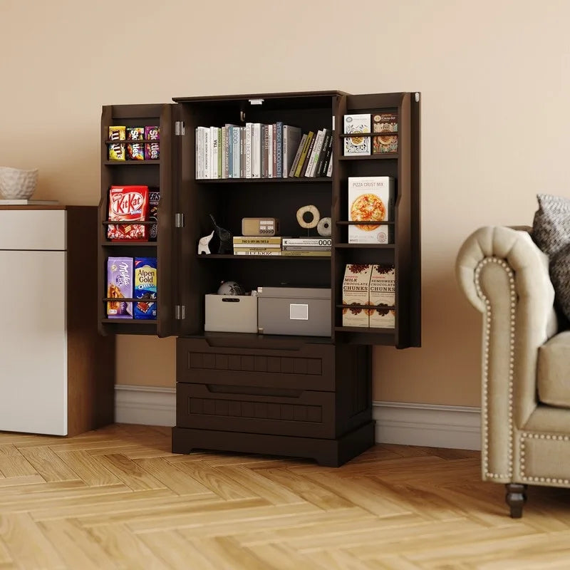 Meuble de rangement de cuisine, armoire de rangement de salle de bain autoportante avec 2 portes et tiroirs