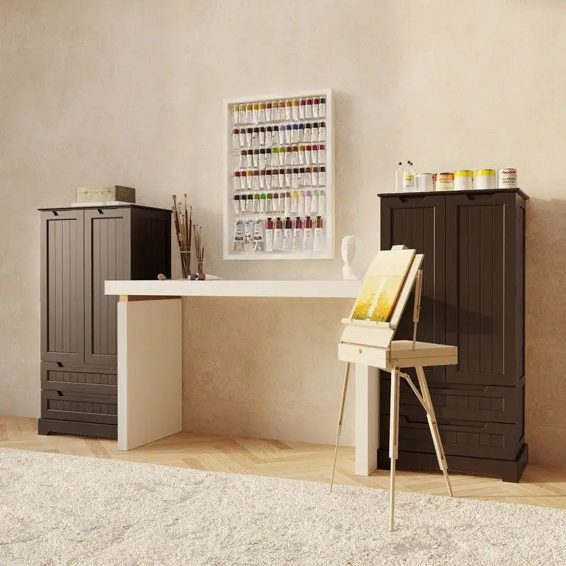 Meuble de rangement de cuisine, armoire de rangement de salle de bain autoportante avec 2 portes et tiroirs