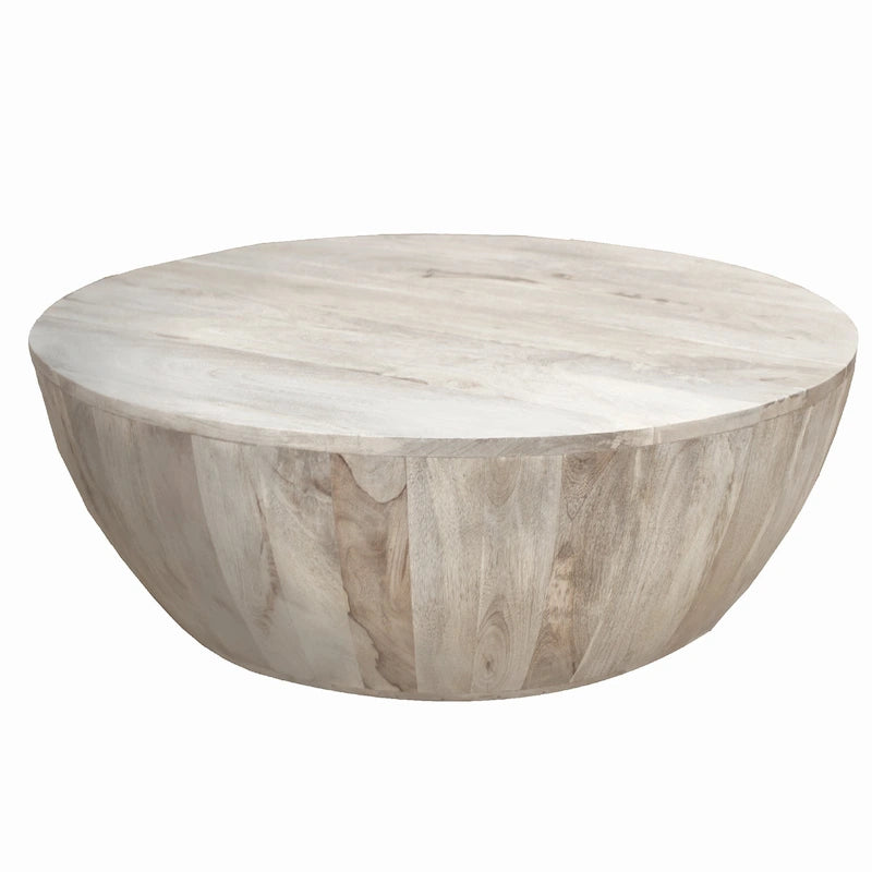 Table basse ronde en bois de manguier de 5,5 pouces avec grain fin