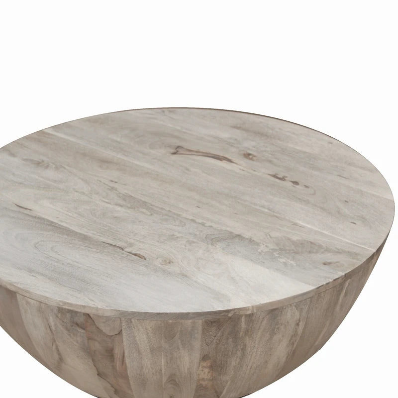 Table basse ronde en bois de manguier de 5,5 pouces avec grain fin