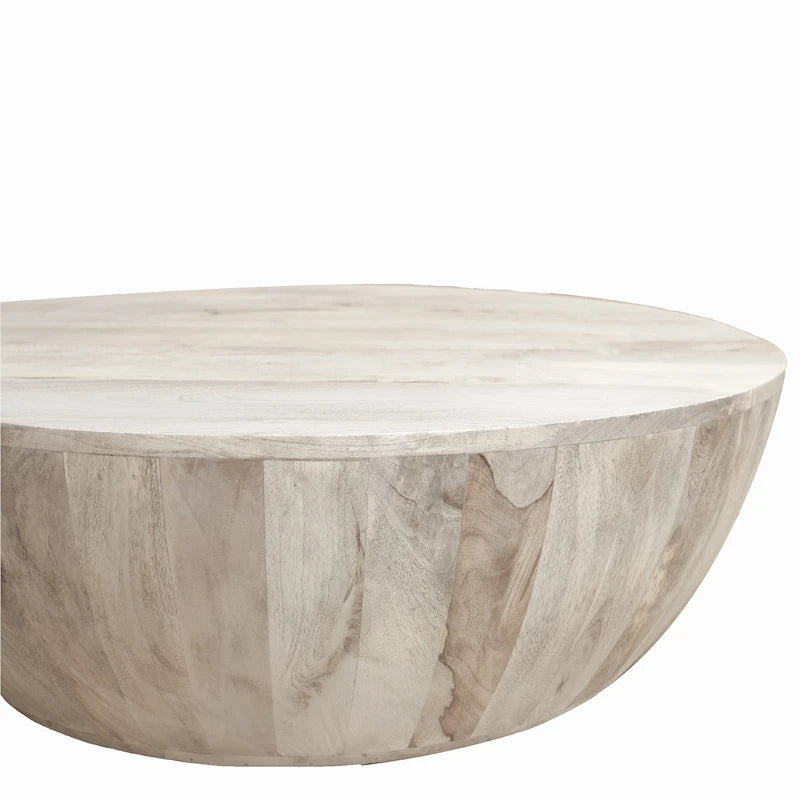 Table basse ronde en bois de manguier de 5,5 pouces avec grain fin