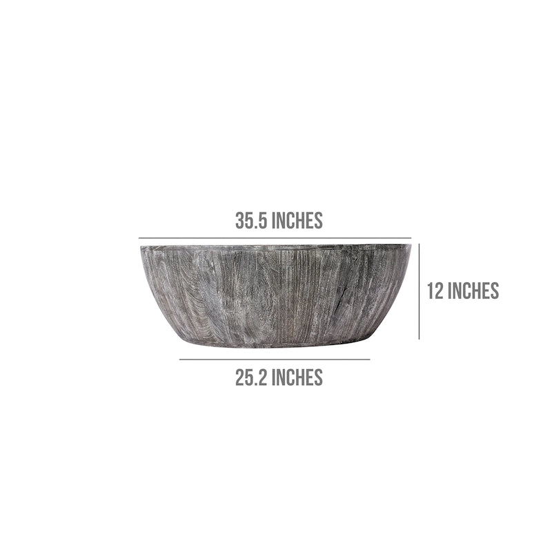 Table basse ronde en bois de manguier de 5,5 pouces avec grain fin