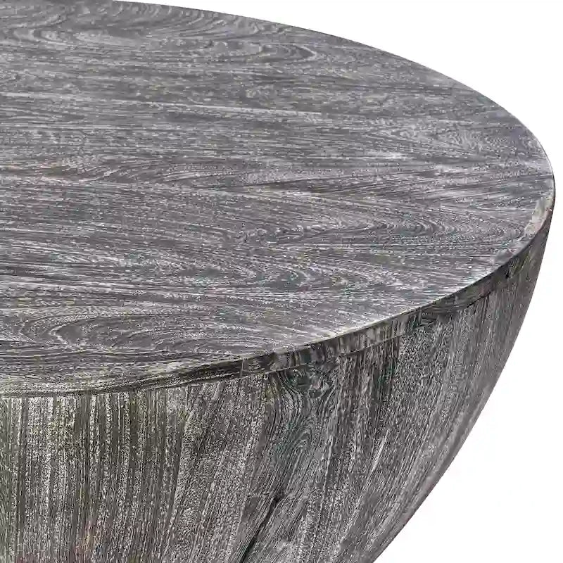Table basse ronde en bois de manguier de 5,5 pouces avec grain fin