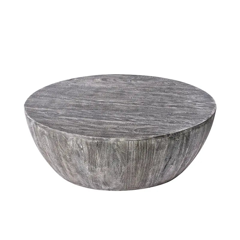 Table basse ronde en bois de manguier de 5,5 pouces avec grain fin