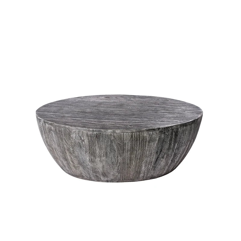 Table basse ronde en bois de manguier de 5,5 pouces avec grain fin