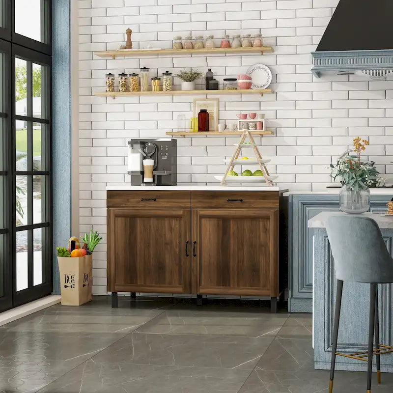 Armoire de rangement polyvalente en marbre pour îlot de cuisine