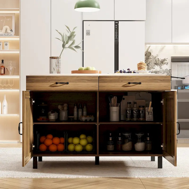Armoire de rangement polyvalente en marbre pour îlot de cuisine