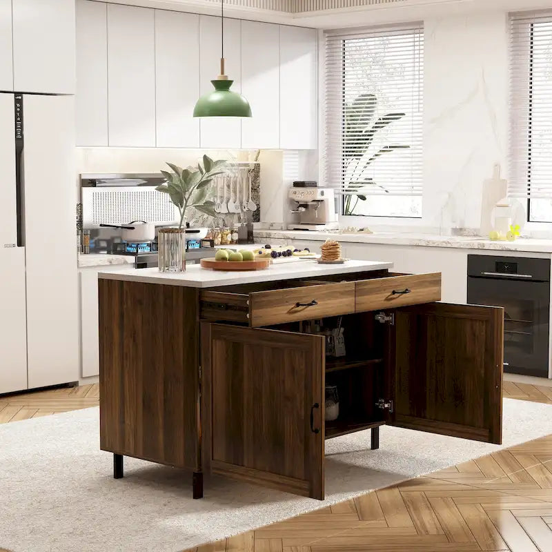 Armoire de rangement polyvalente en marbre pour îlot de cuisine