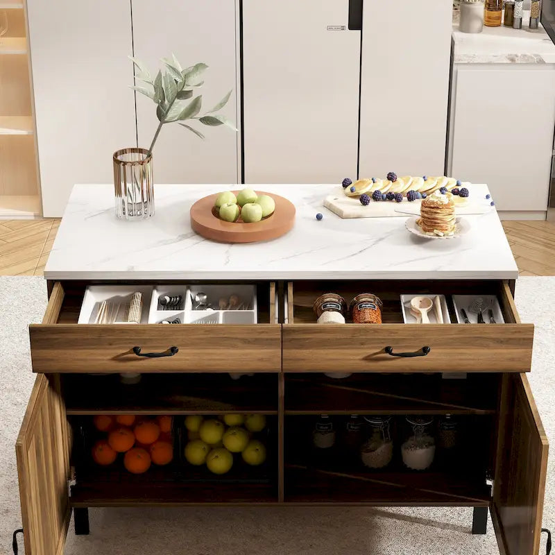 Armoire de rangement polyvalente en marbre pour îlot de cuisine