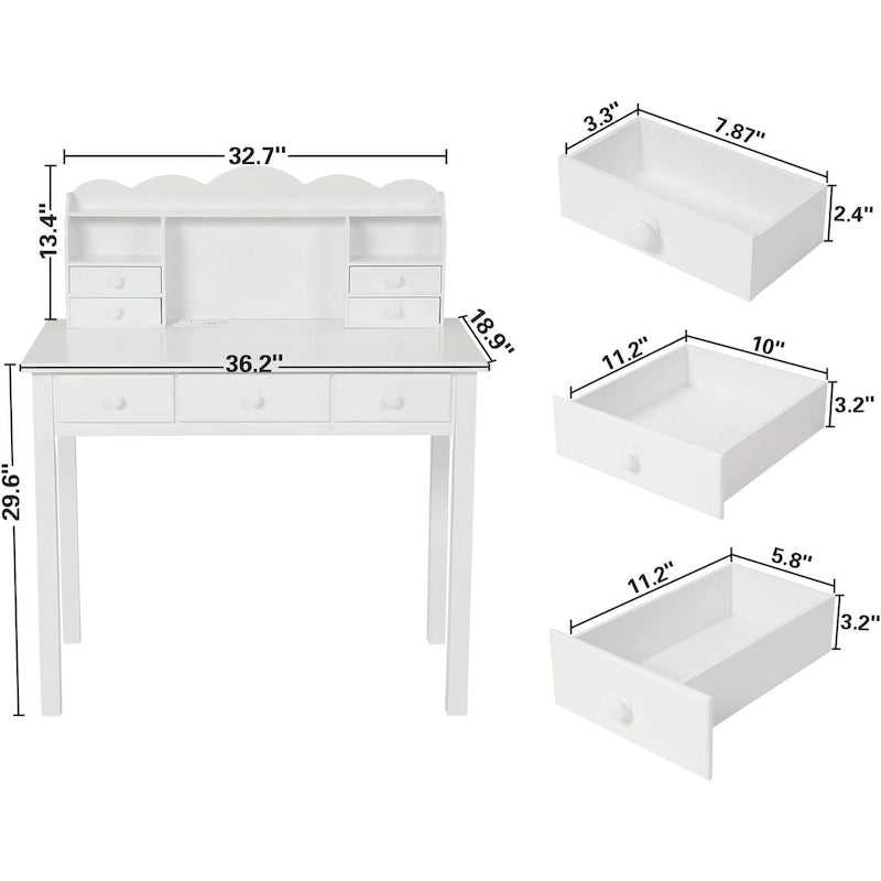 Bureau avec Port USB Bureau d'ordinateur de maison avec 7 Tiroirs