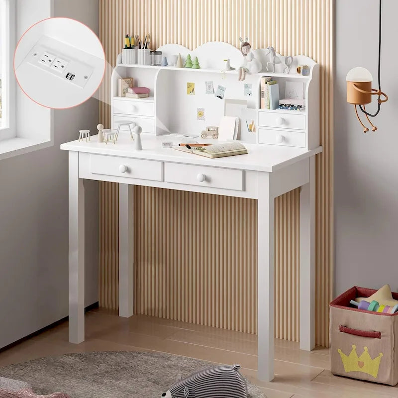 Bureau avec Port USB Bureau d'ordinateur de maison avec 7 Tiroirs