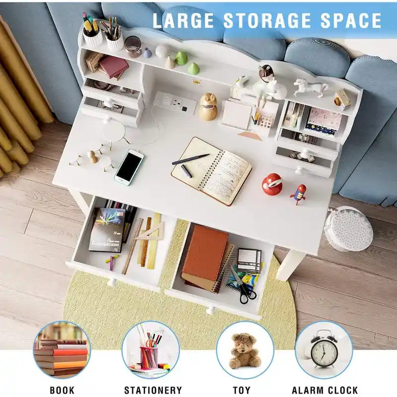 Bureau avec Port USB Bureau d'ordinateur de maison avec 7 Tiroirs