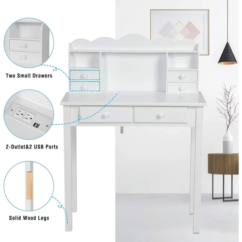 Bureau avec Port USB Bureau d'ordinateur de maison avec 7 Tiroirs