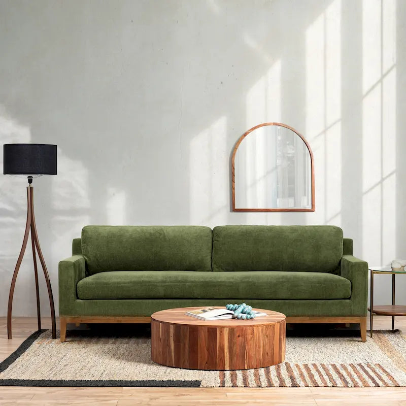 Poly & Bark Zyon 90  Sofa in Distressed Green Velvet
