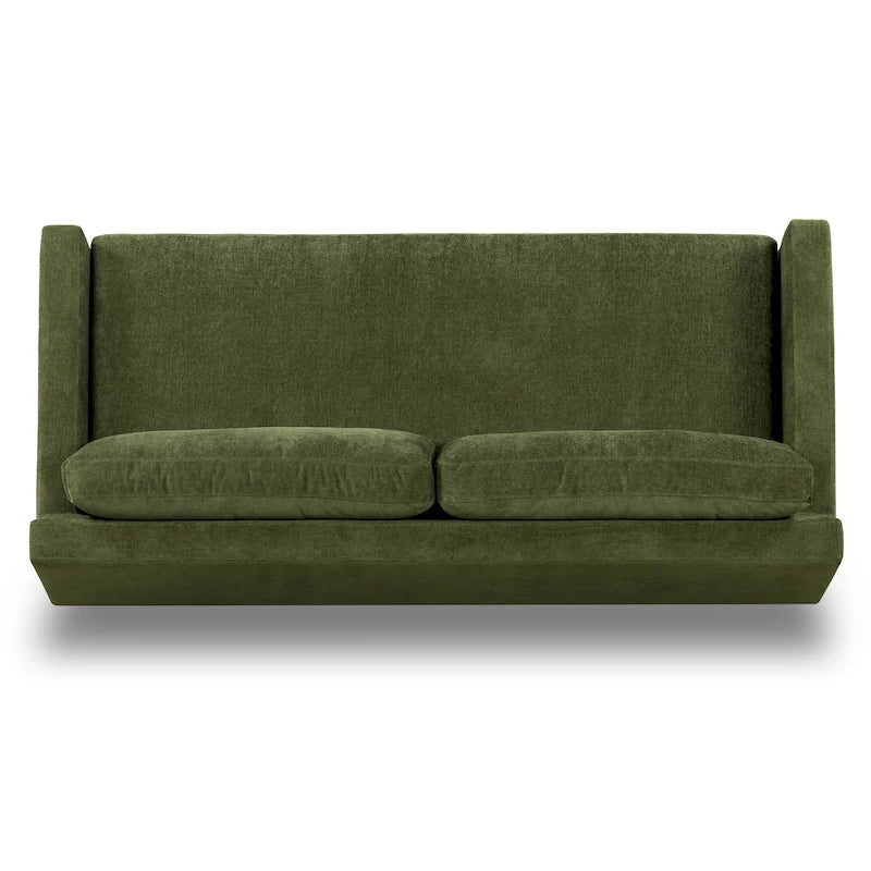 Canapé en velours vert vieilli