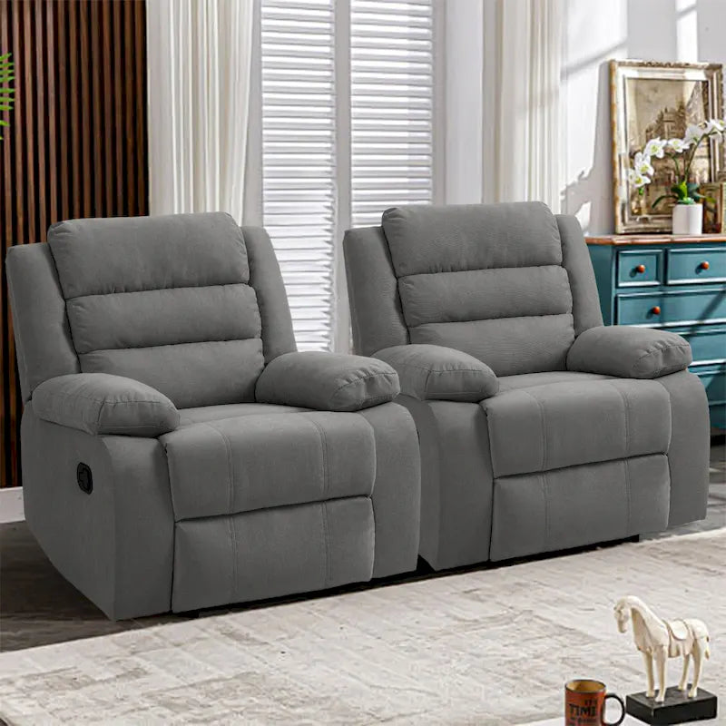 Fauteuil inclinable manuel en velours côtelé de coton surdimensionné avec accoudoirs larges