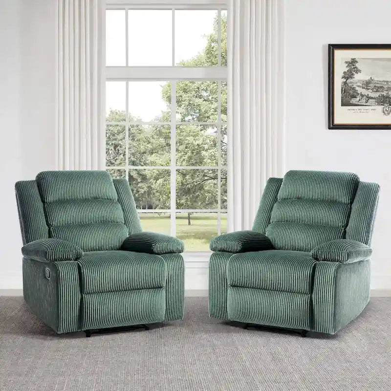 Fauteuil inclinable manuel en velours côtelé de coton surdimensionné avec accoudoirs larges