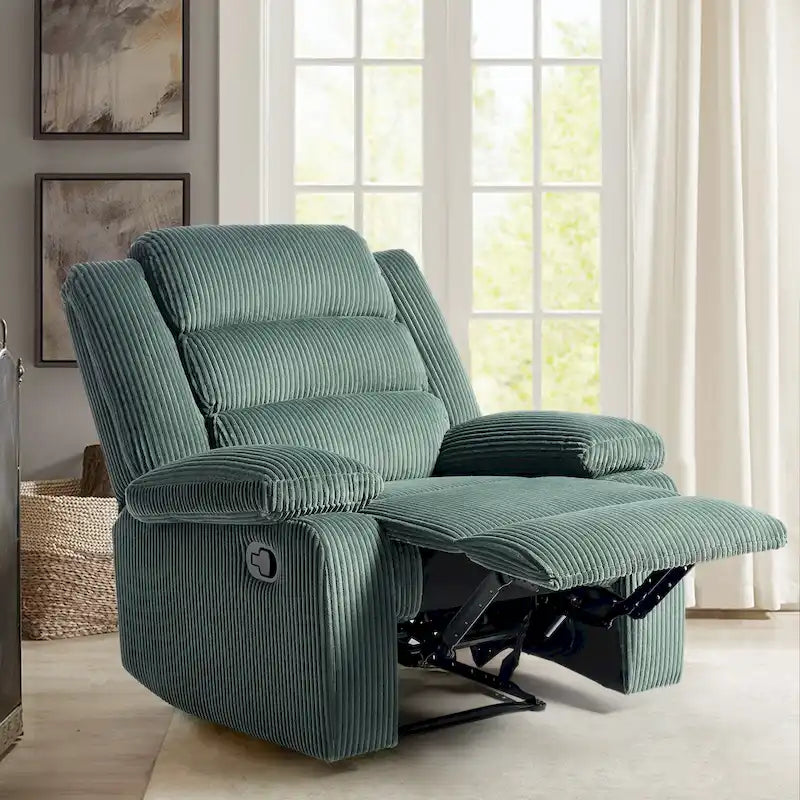 Fauteuil inclinable manuel en velours côtelé de coton surdimensionné avec accoudoirs larges
