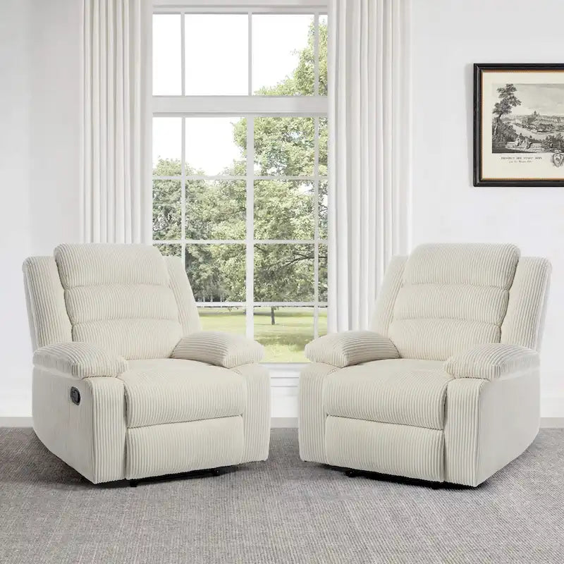 Fauteuil inclinable manuel en velours côtelé de coton surdimensionné avec accoudoirs larges
