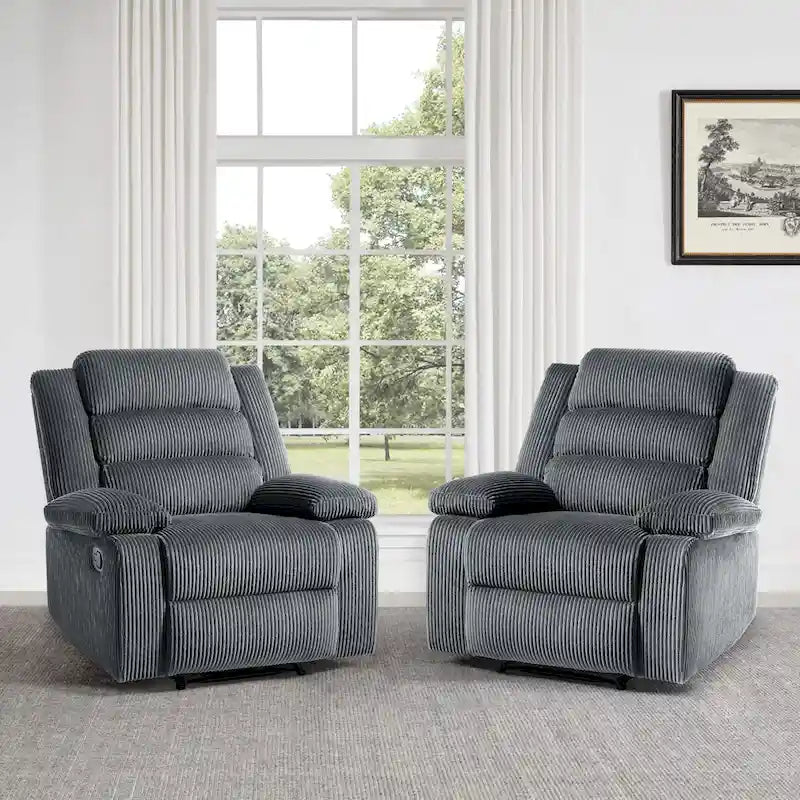Fauteuil inclinable manuel en velours côtelé de coton surdimensionné avec accoudoirs larges