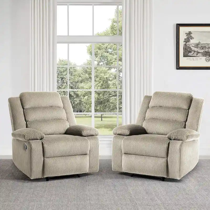 Fauteuil inclinable manuel en velours côtelé de coton surdimensionné avec accoudoirs larges