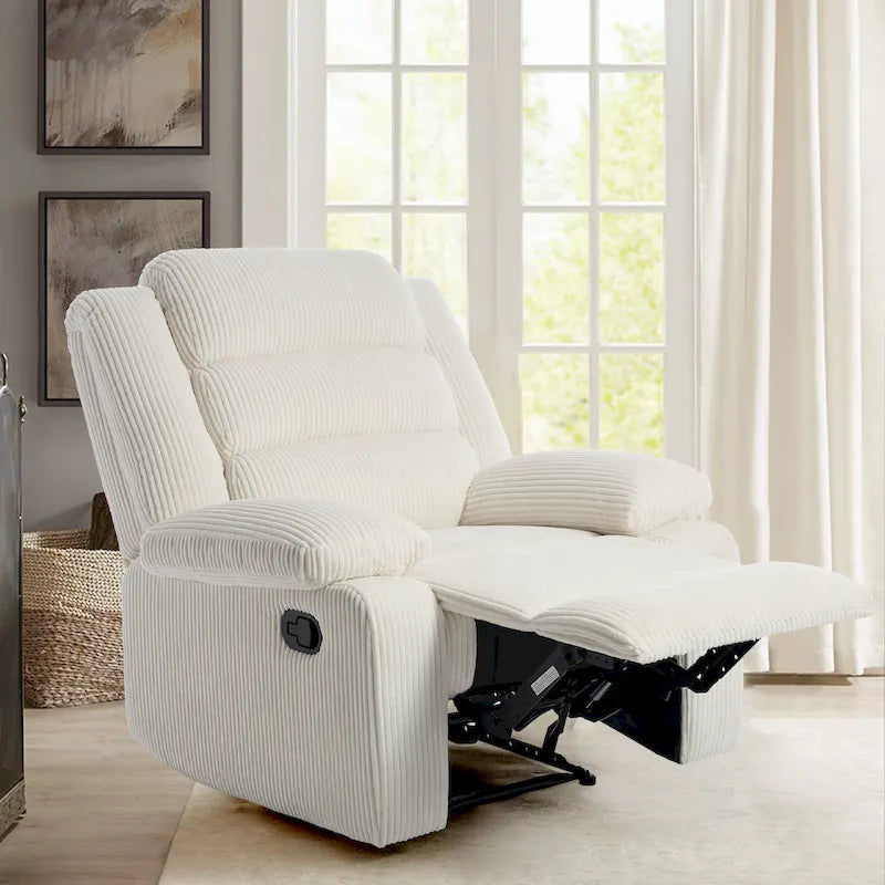 Fauteuil inclinable manuel en velours côtelé de coton surdimensionné avec accoudoirs larges