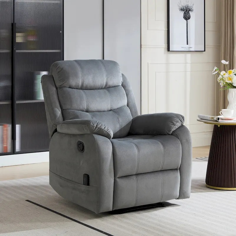 Fauteuil inclinable manuel avec coussin moelleux de style transitionnel