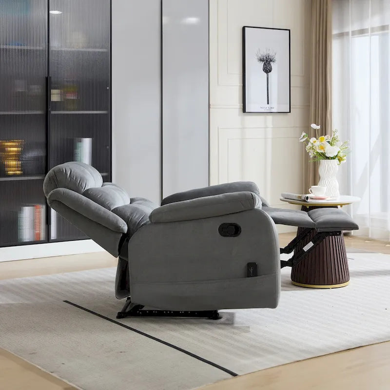 Fauteuil inclinable manuel avec coussin moelleux de style transitionnel