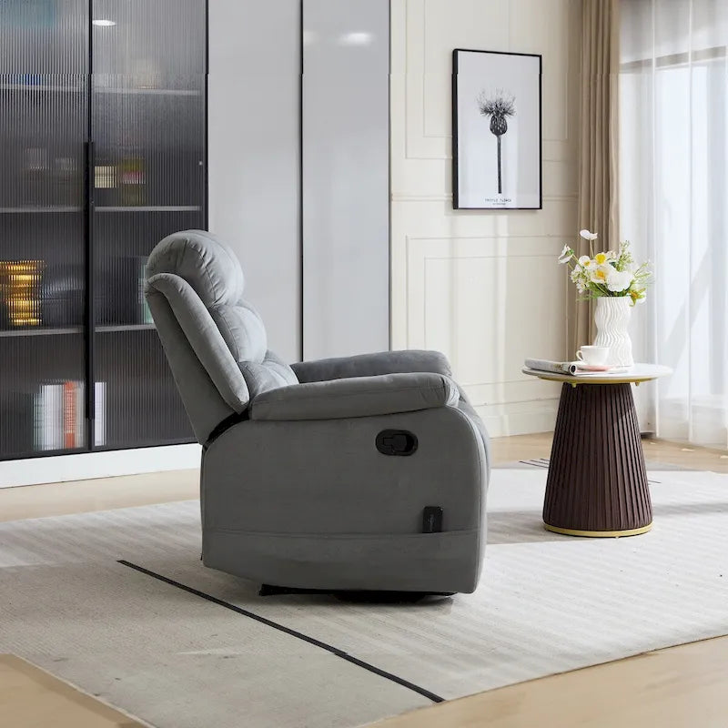 Fauteuil inclinable manuel avec coussin moelleux de style transitionnel