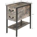 Table d'appoint avec station de recharge, table d'appoint étroite pour fauteuil avec tiroirs