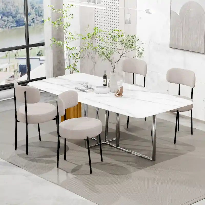 Chaises de cuisine et de salle à manger modernes en velours rembourrées