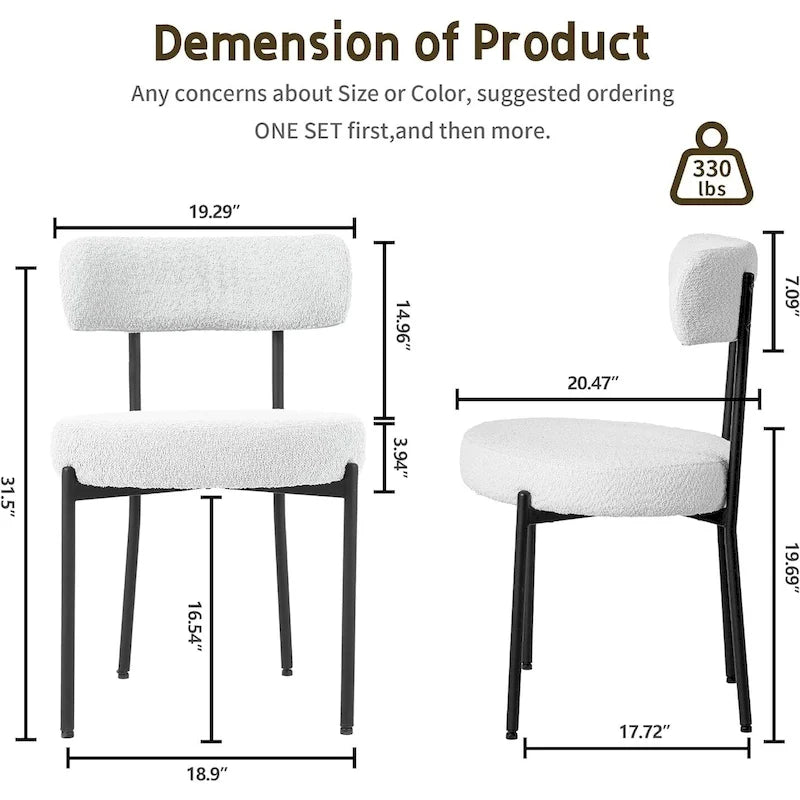 Chaises de cuisine et de salle à manger modernes en velours rembourrées