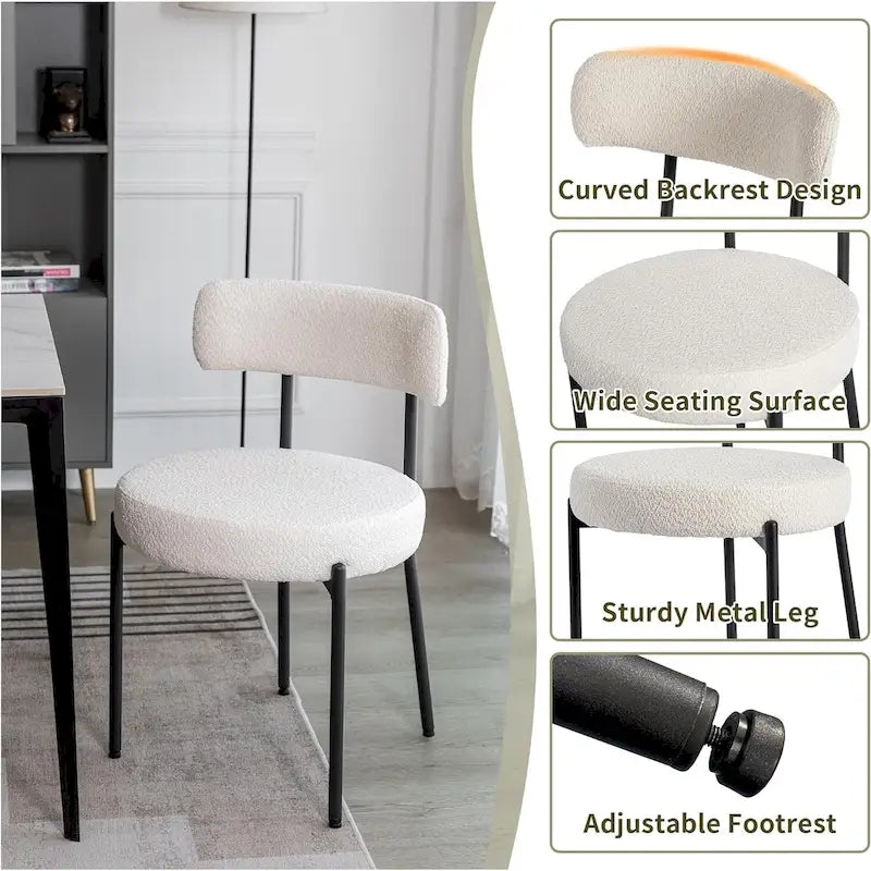 Chaises de cuisine et de salle à manger modernes en velours rembourrées