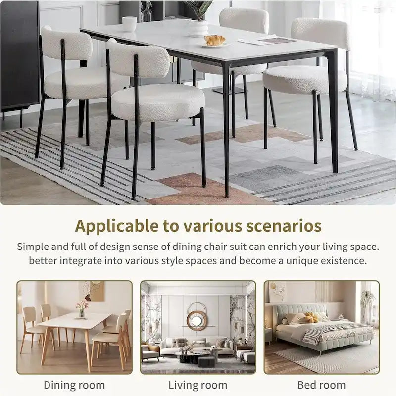 Chaises de cuisine et de salle à manger modernes en velours rembourrées