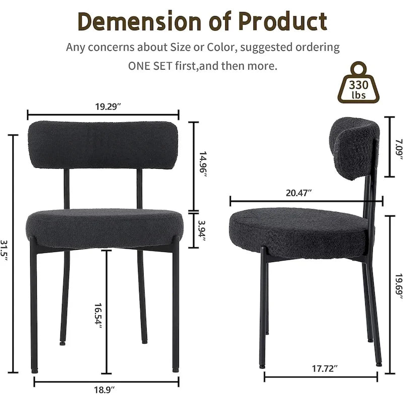 Chaises de cuisine et de salle à manger modernes en velours rembourrées