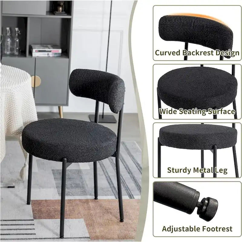 Chaises de cuisine et de salle à manger modernes en velours rembourrées