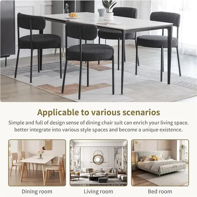 Chaises de cuisine et de salle à manger modernes en velours rembourrées