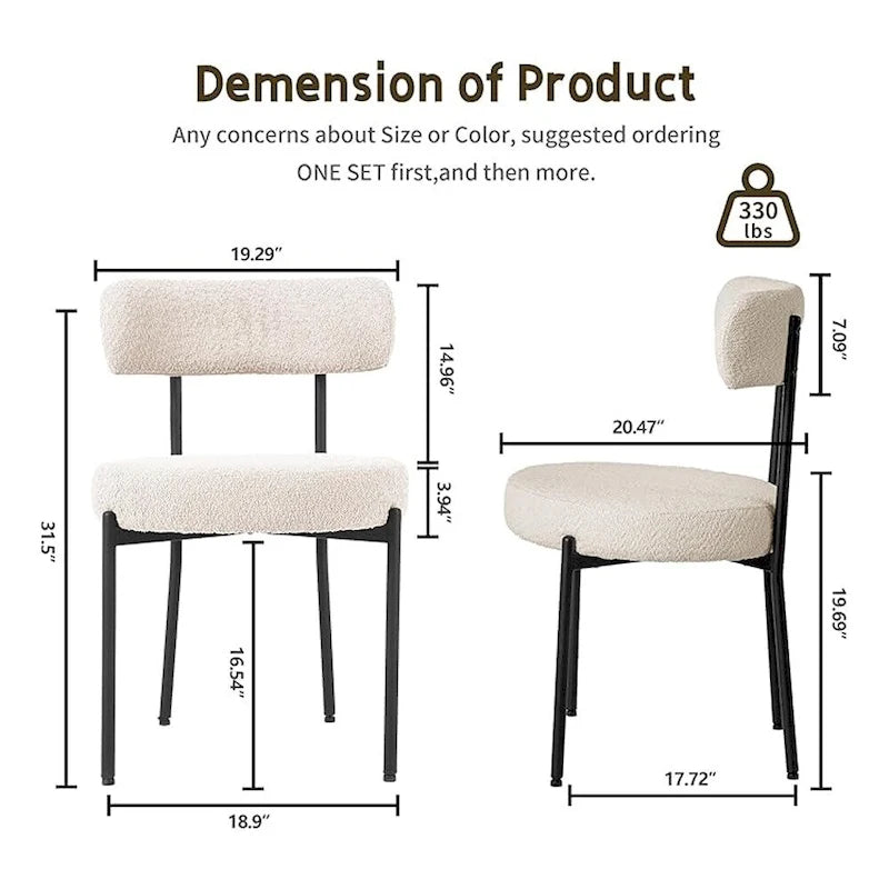 Chaises de cuisine et de salle à manger modernes en velours rembourrées