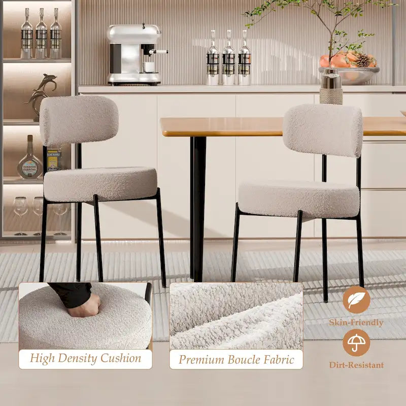 Chaises de cuisine et de salle à manger modernes en velours rembourrées