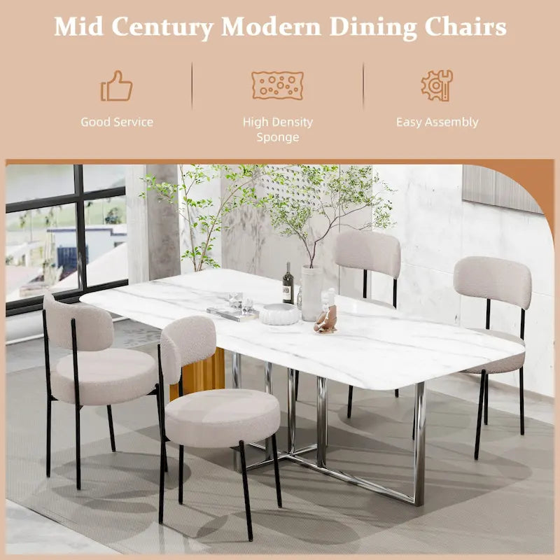 Chaises de cuisine et de salle à manger modernes en velours rembourrées