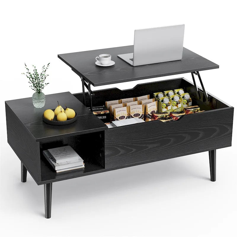 Table basse, table basse relevable en bois