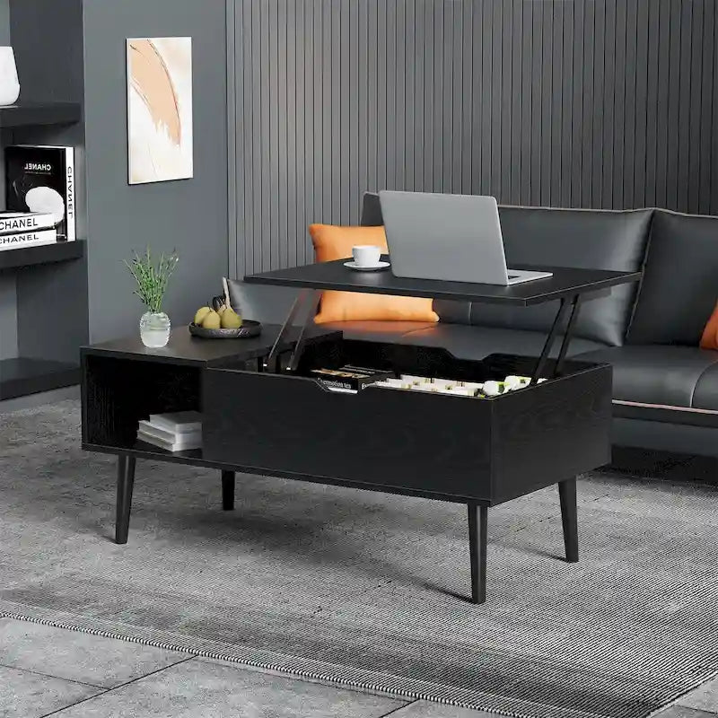 Table basse, table basse relevable en bois