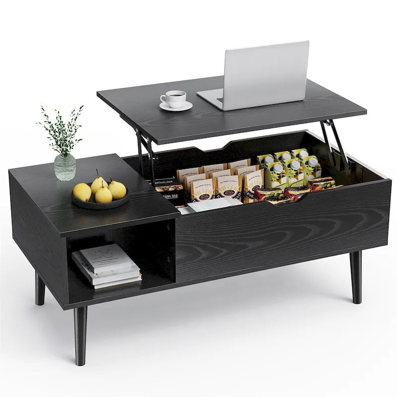 Table basse, table basse relevable en bois