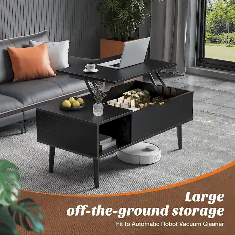 Table basse, table basse relevable en bois
