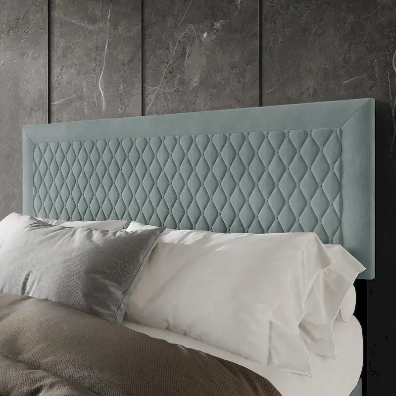 Tête de lit capitonnée en velours de style transitionnel