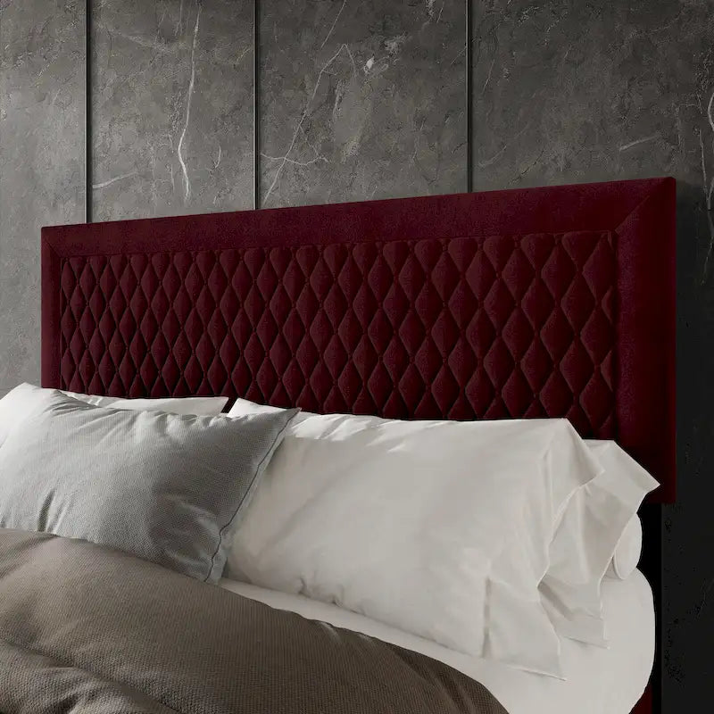 Tête de lit capitonnée en velours de style transitionnel