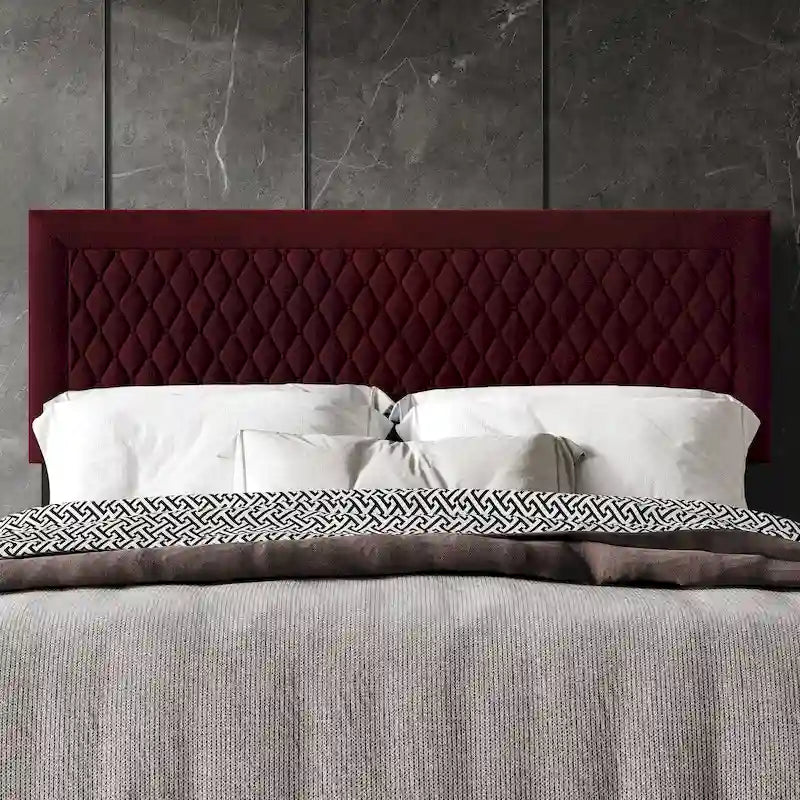 Tête de lit capitonnée en velours de style transitionnel