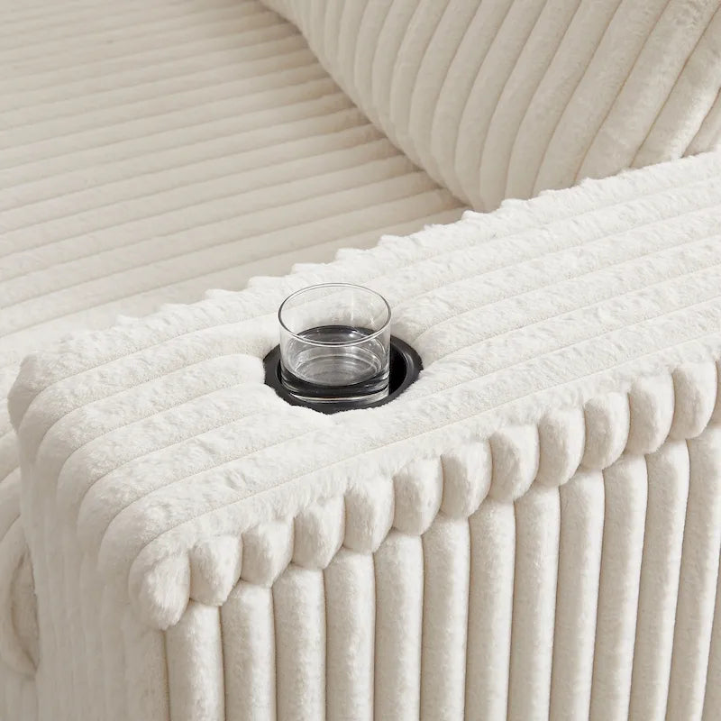 Canapé d'angle en velours côtelé très grand en forme de L de 279 cm