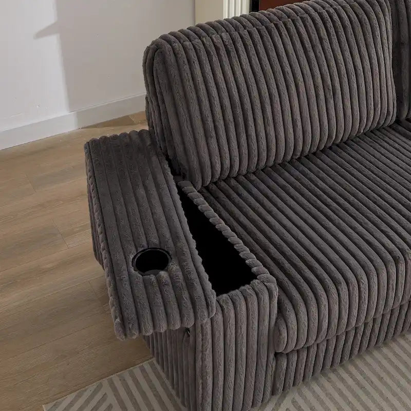 Canapé d'angle en velours côtelé très grand en forme de L de 279 cm