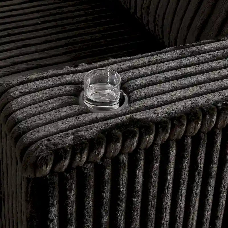 Canapé d'angle en velours côtelé très grand en forme de L de 279 cm